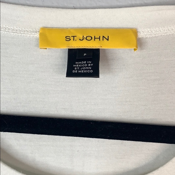 St. John beaded black jewel white 3/4 sleeve top 2 - Picture 2 of 9